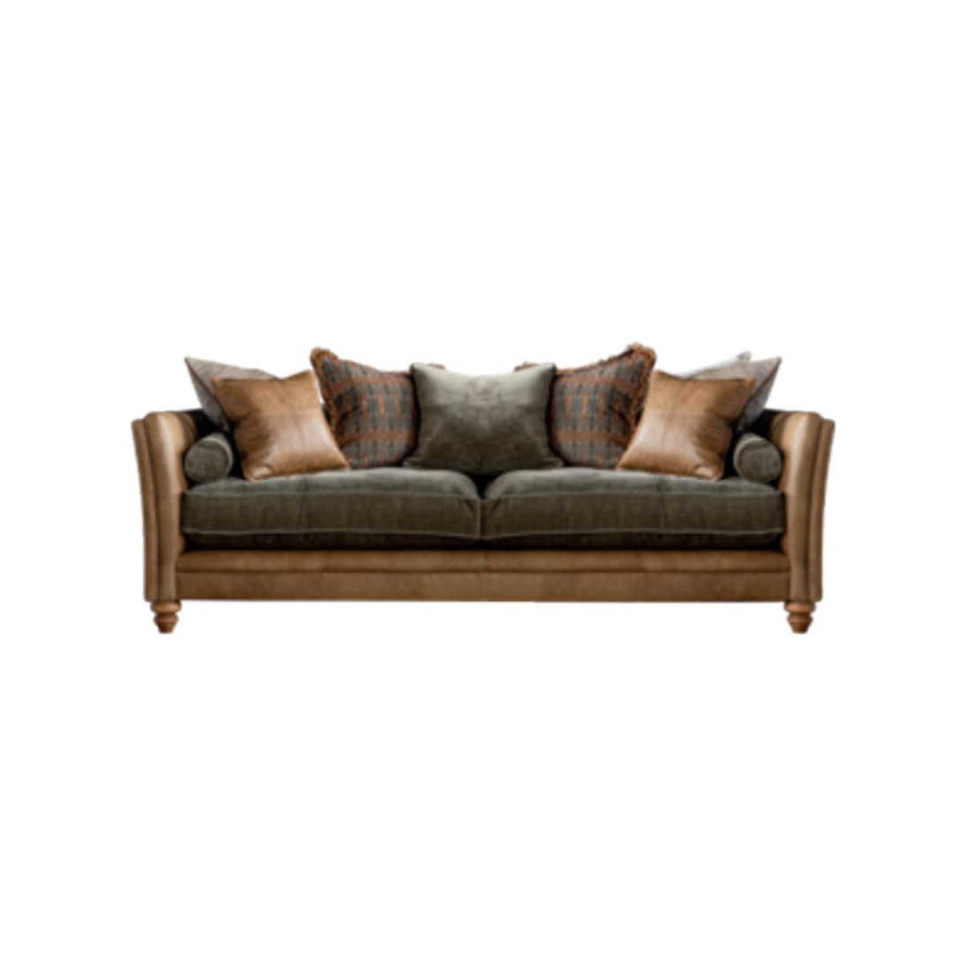 A&J Lomund 3 Seater Pillow Back Leather & Fabric Sofa image 0